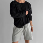 Heren Gebreid Shirt met Lange Mouwen en Ronde Hals