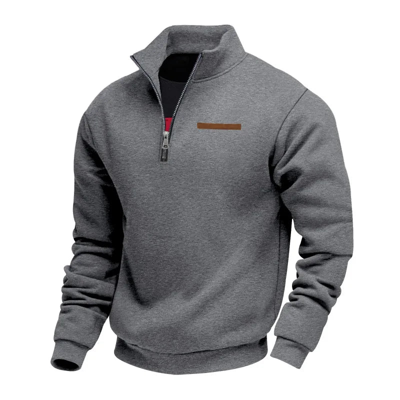Heren Half Zip Sweat Trui met Opstaande Kraag