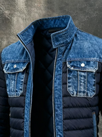 Heren Gewatteerd Jack met Denim Details
