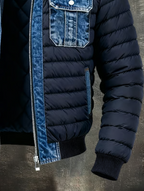 Heren Gewatteerd Jack met Denim Details