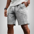 Heren Gestreepte Korte Broek met Elastische Tailleband
