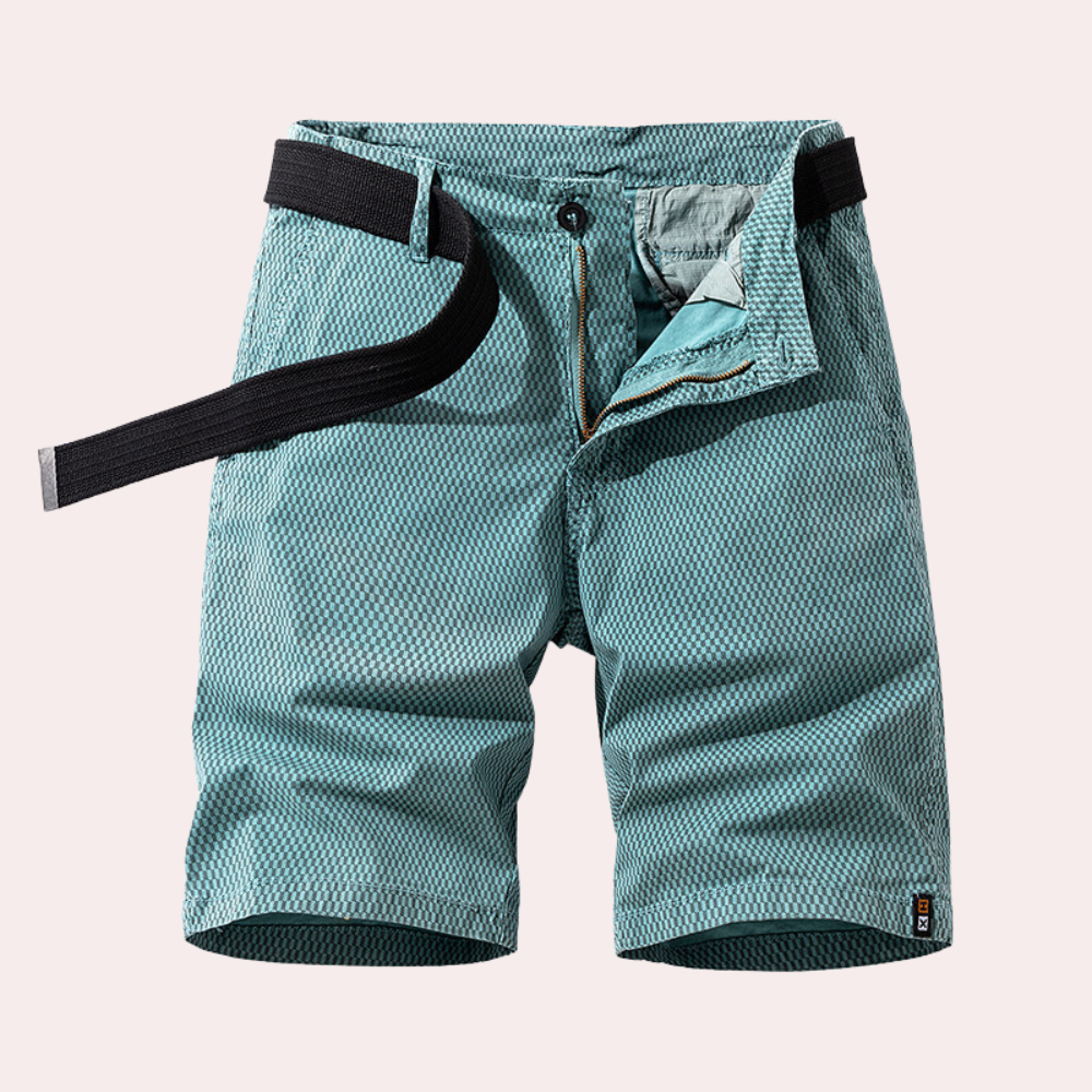 Heren Korte Broek met Subtiele Structuur en Riem