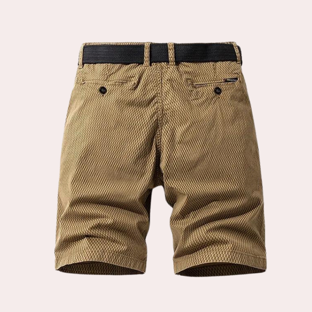 Heren Korte Broek met Subtiele Structuur en Riem