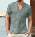 Heren Casual Henley Overhemd met Korte Mouwen