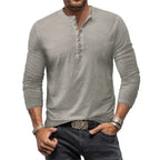 Heren Casual Henley Shirt met Lange Mouwen