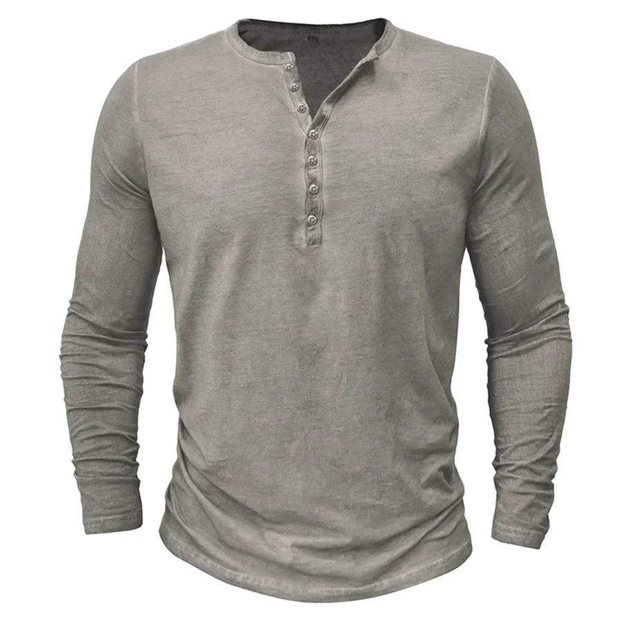 Heren Casual Henley Shirt met Lange Mouwen