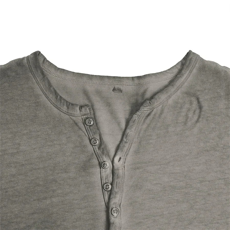 Heren Casual Henley Shirt met Lange Mouwen