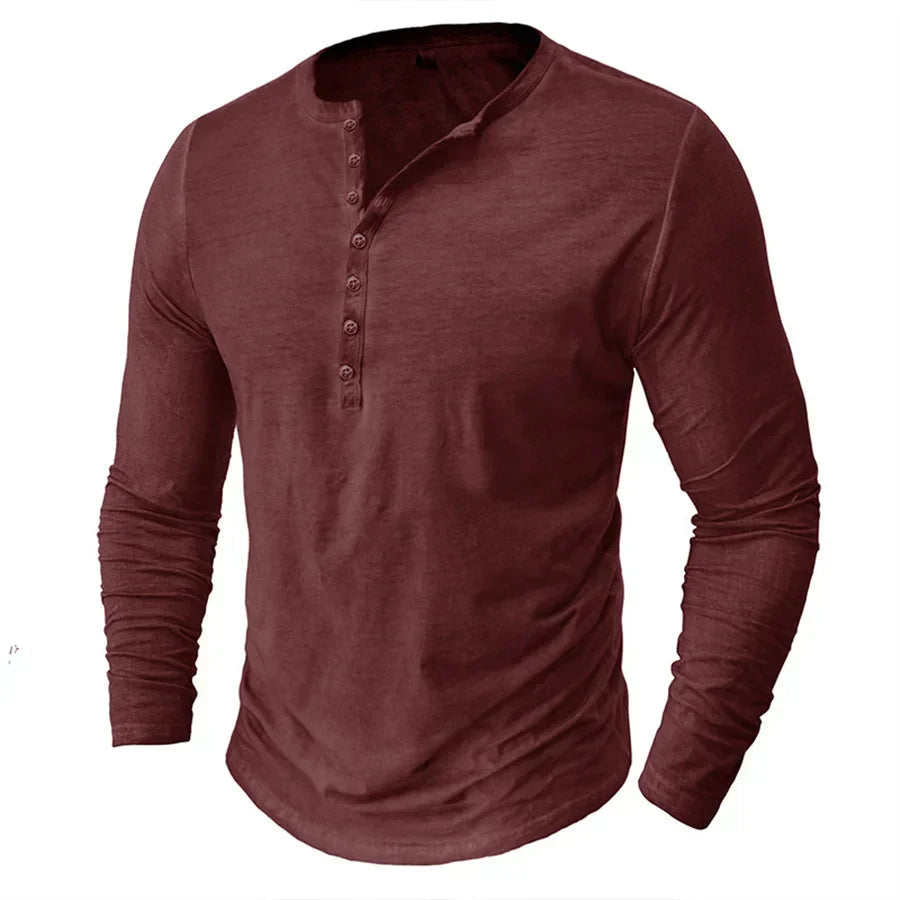Heren Casual Henley Shirt met Lange Mouwen