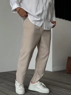 Heren Casual Broek met Geribde Structuur
