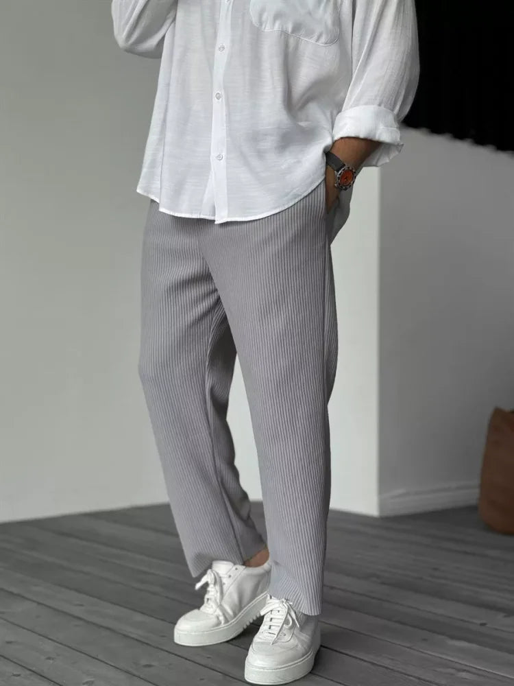 Heren Casual Broek met Geribde Structuur