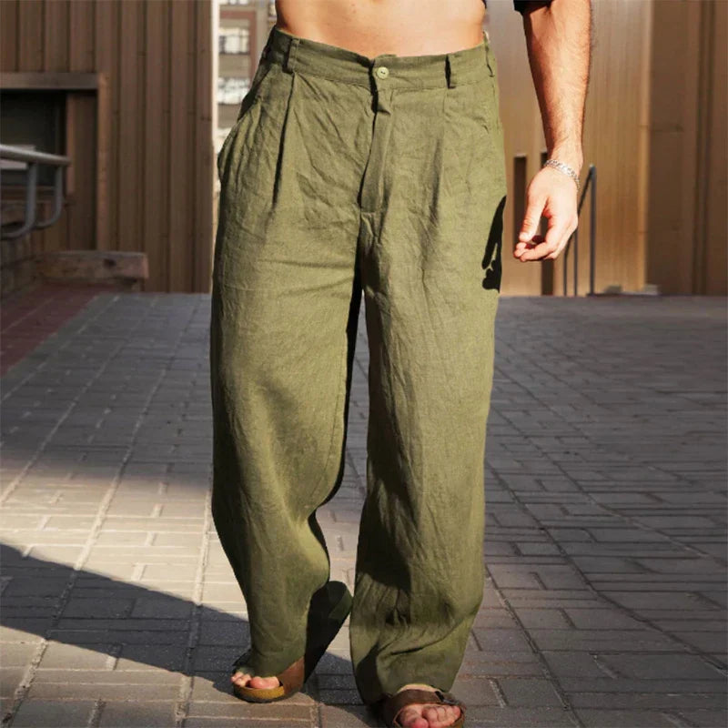 Heren Relaxed Fit Broek met Wijde Pijpen