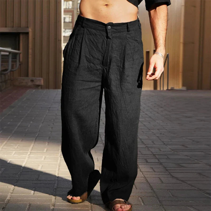 Heren Relaxed Fit Broek met Wijde Pijpen