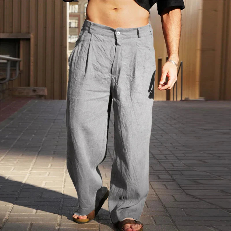 Heren Relaxed Fit Broek met Wijde Pijpen