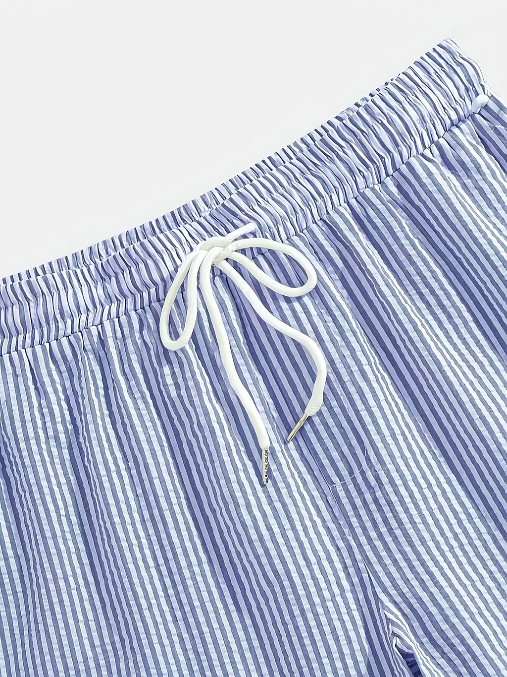 Heren Gestreepte Korte Broek met Elastische Tailleband
