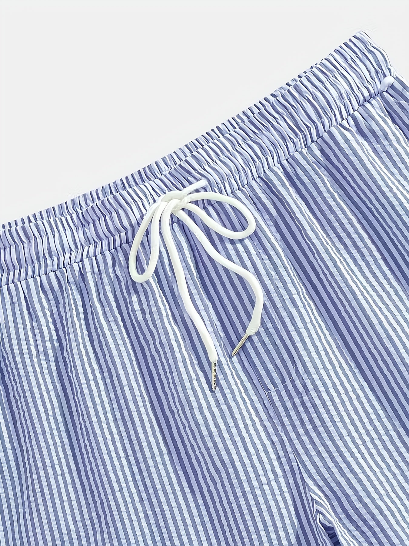 Heren Gestreepte Korte Broek met Elastische Tailleband