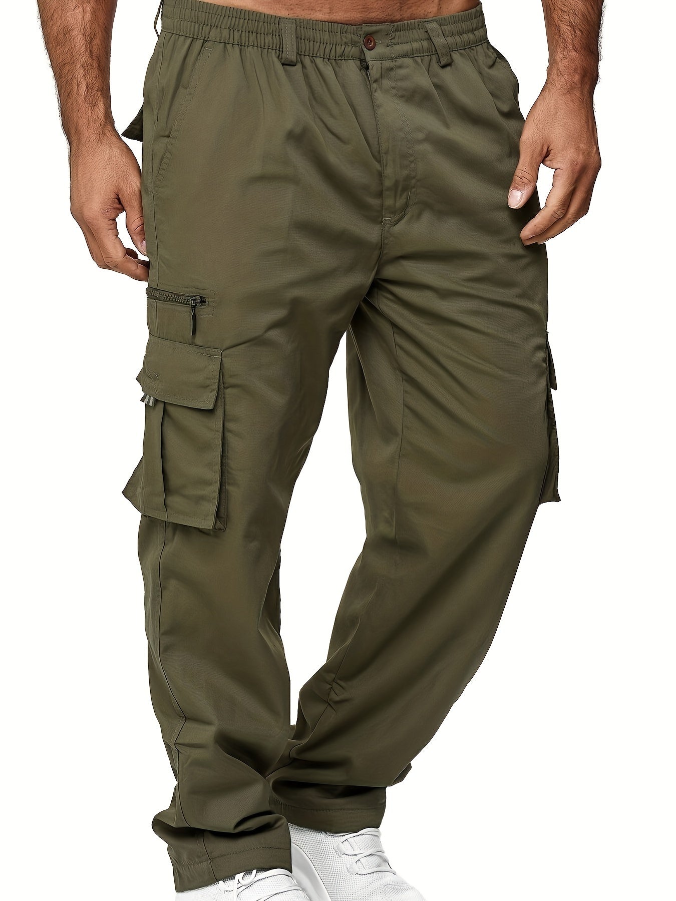 Heren Cargo Broek met Meerdere Zakken en Elastische Taille