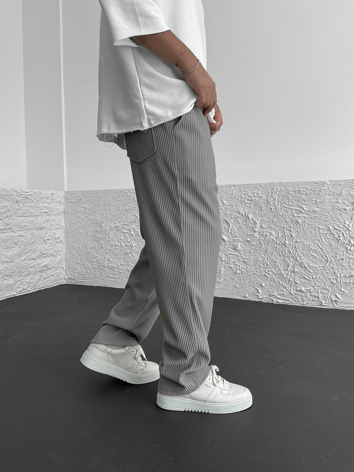 Heren Geribde Comfort Broek