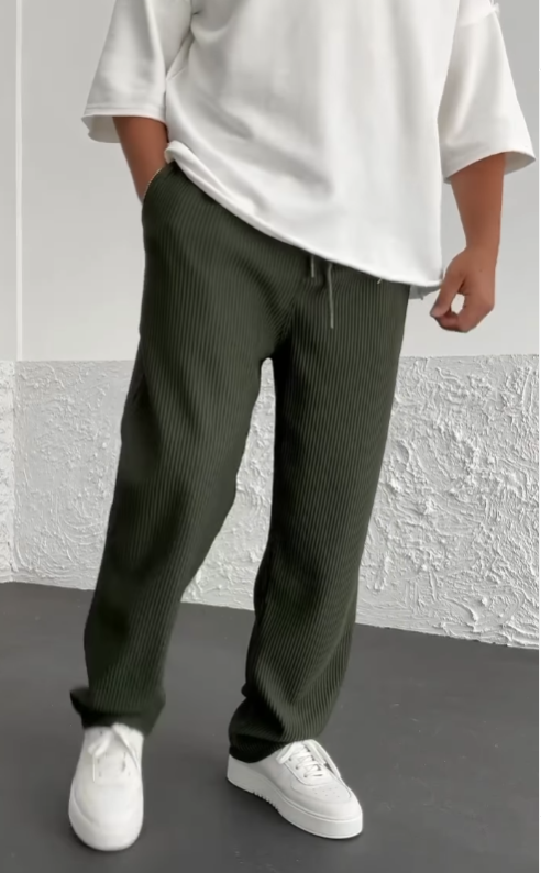 Heren Geribde Comfort Broek