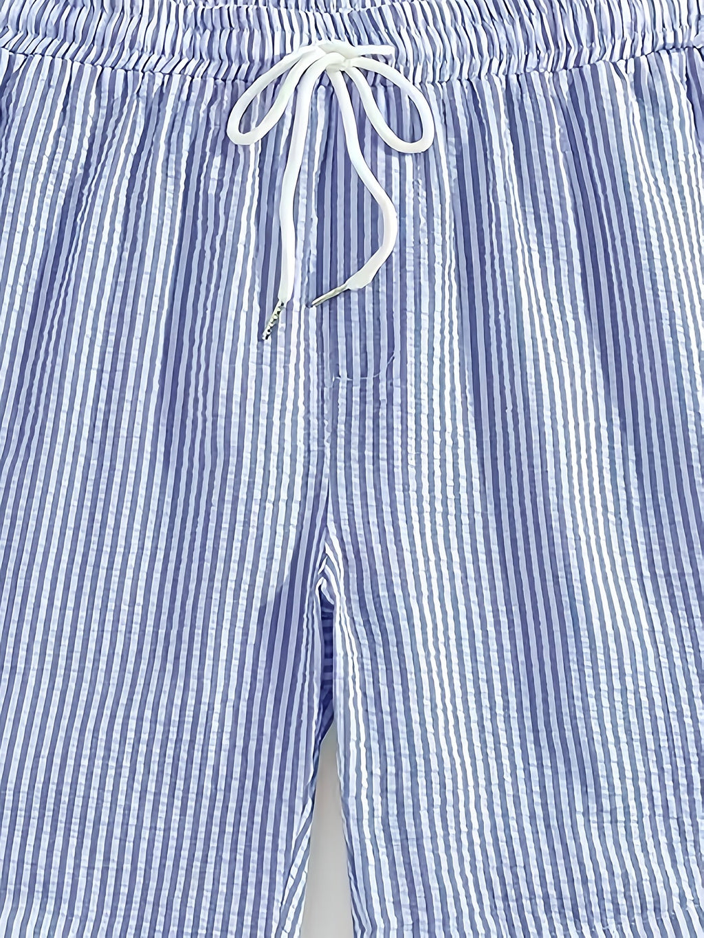 Heren Gestreepte Korte Broek met Elastische Tailleband