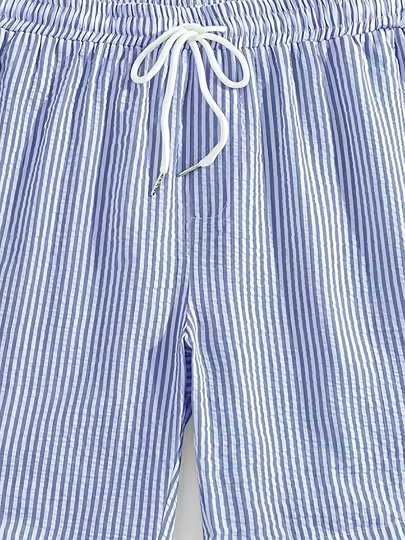 Heren Gestreepte Korte Broek met Elastische Tailleband