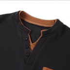 Heren Wafelstructuur Henley Trui met Borstzak