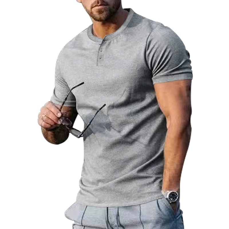 Heren Henley T-Shirt met Korte Mouwen