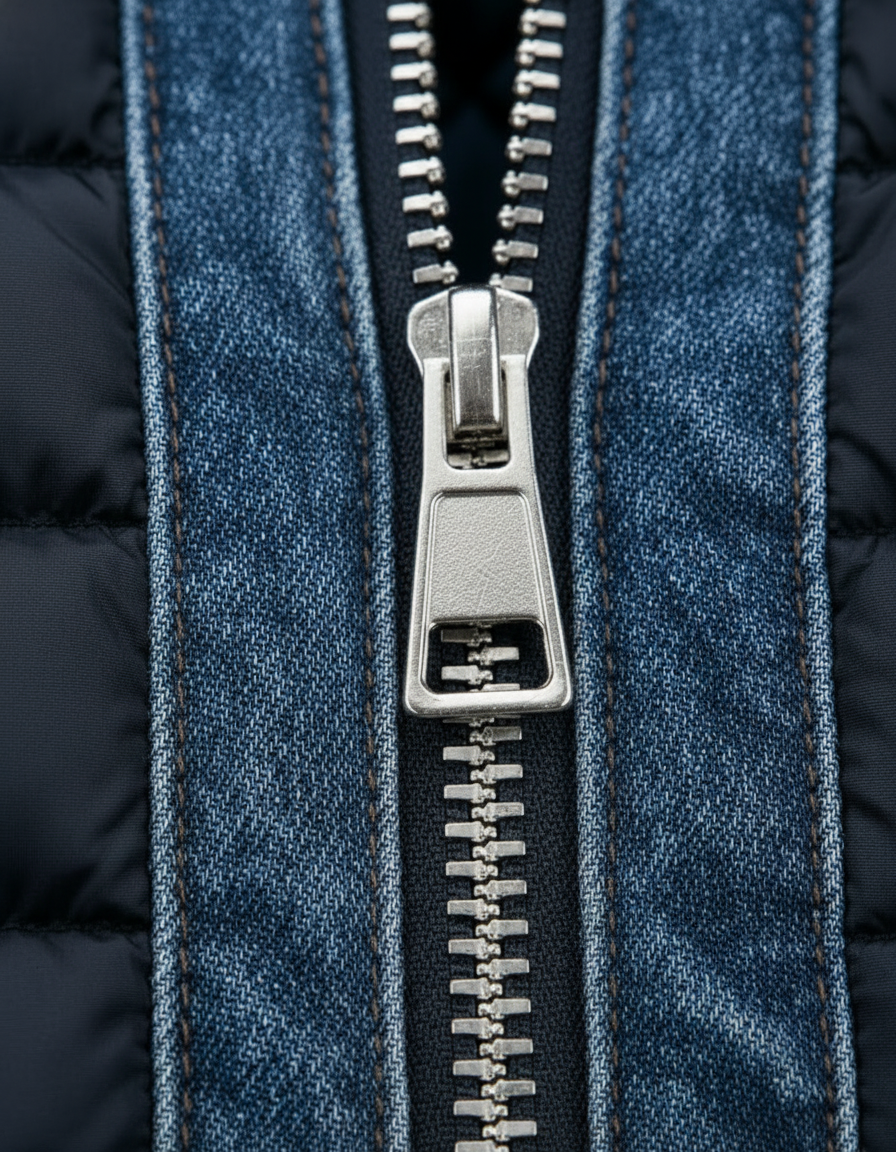 Heren Gewatteerd Jack met Denim Details
