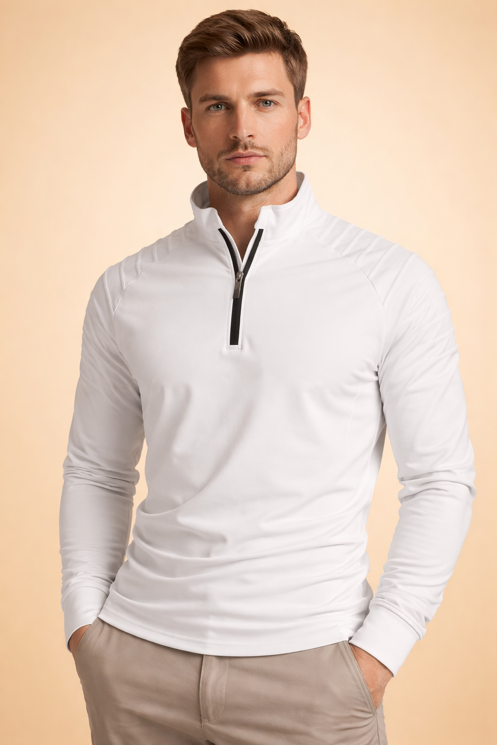 Heren Half Zip Trui met Opstaande Kraag