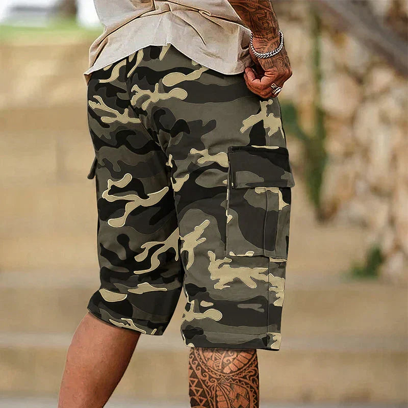Heren Cargo Korte Broek met Camouflageprint en Elastische Taille