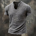 Heren T-Shirt met Gerafelde V-Hals